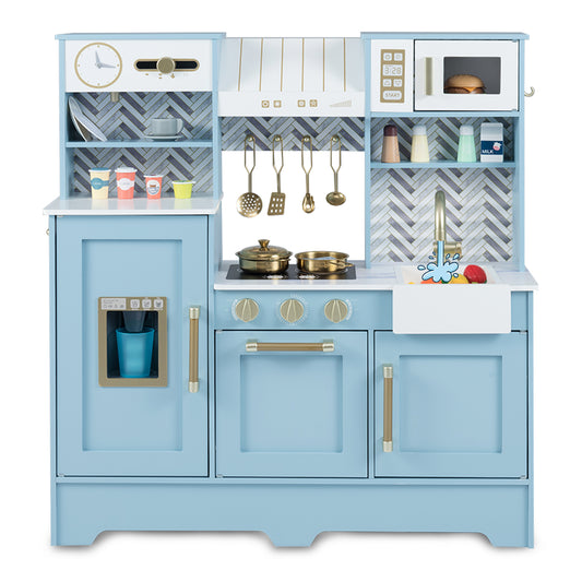Kids Play Kitchen with Stoves and Faucet for Girls Boys Aged 3-6, Blue Play Kitchen Sets Blue at Gallery Canada