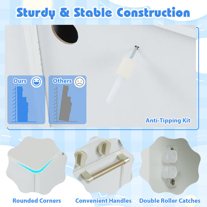 Kids Play Kitchen with Stoves and Faucet for Girls Boys Aged 3-6, White