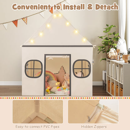 Kids Play Tent Large Playhouse with Door Curtain and Windows Star Lights, Beige Play Tents & Playhouse at Gallery Canada