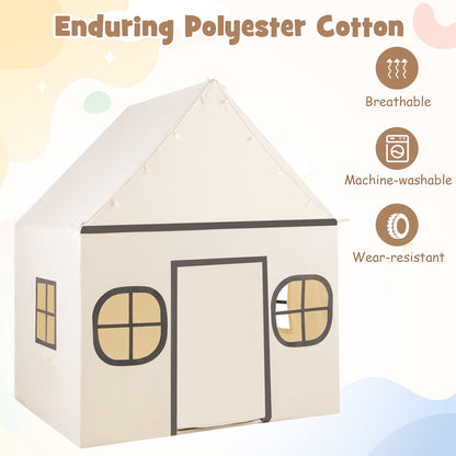 Kids Play Tent Large Playhouse with Door Curtain and Windows Star Lights, Beige Play Tents & Playhouse at Gallery Canada