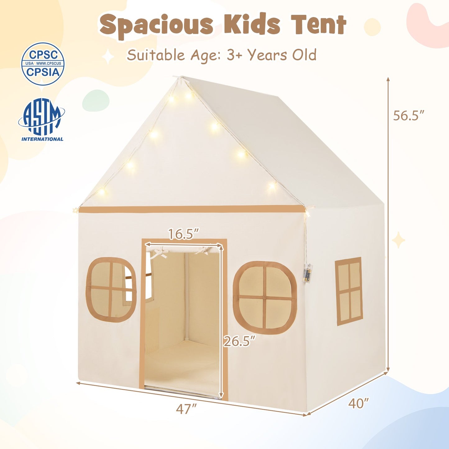 Kids Play Tent Large Playhouse with Door Curtain and Windows Star Lights, Coffee Play Tents & Playhouse at Gallery Canada