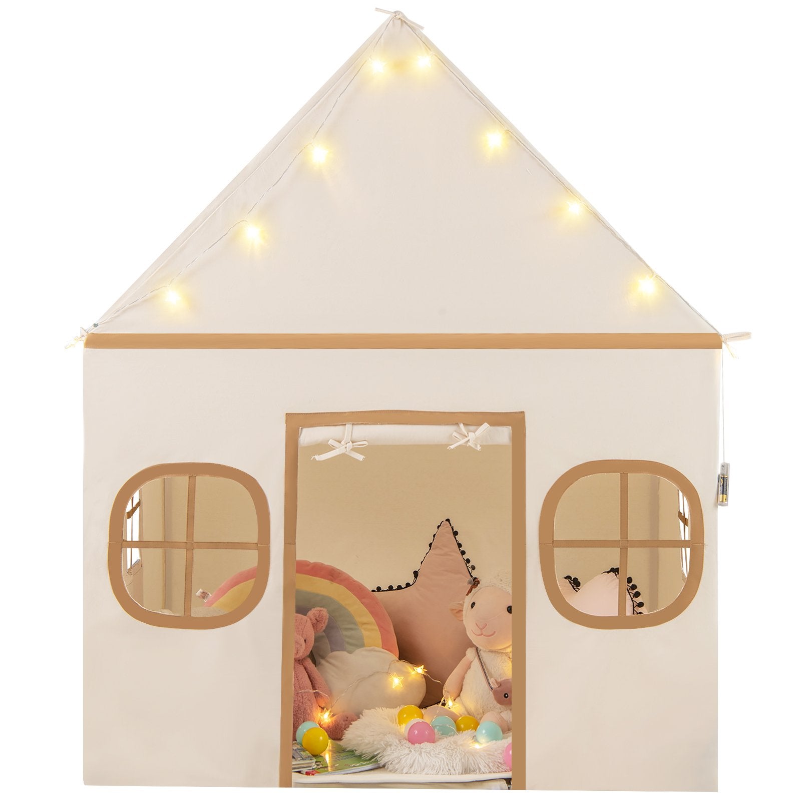 Kids Play Tent Large Playhouse with Door Curtain and Windows Star Lights, Coffee Play Tents & Playhouse at Gallery Canada