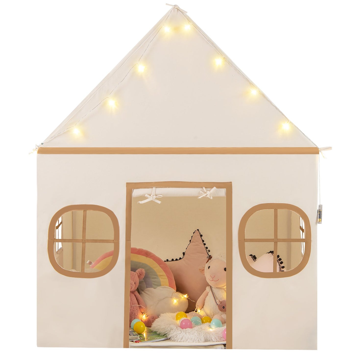 Kids Play Tent Large Playhouse with Door Curtain and Windows Star Lights, Coffee Play Tents & Playhouse at Gallery Canada