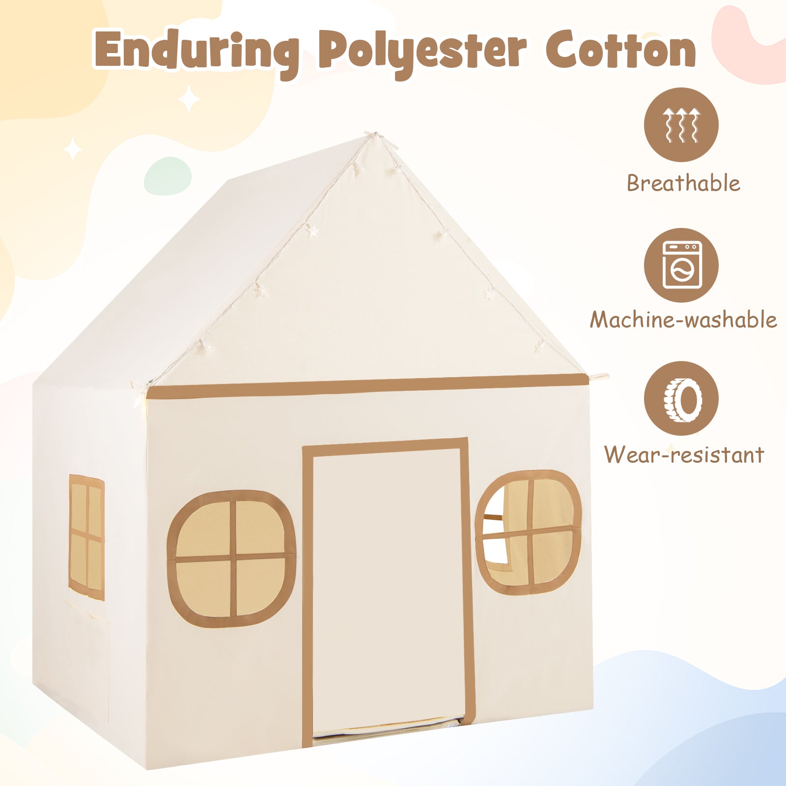 Kids Play Tent Large Playhouse with Door Curtain and Windows Star Lights, Coffee Play Tents & Playhouse at Gallery Canada