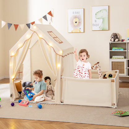 Kids Play Tent with Playpen 2-in-1 Toddler Playhouse with Yard, Beige Play Tents & Playhouse at Gallery Canada