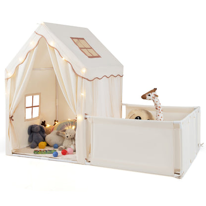 Kids Play Tent with Playpen 2-in-1 Toddler Playhouse with Yard, Beige Play Tents & Playhouse at Gallery Canada