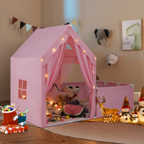 Kids Play Tent With Playpen, 2-in-1 Toddler Playhouse, Pink