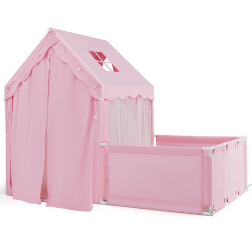 Kids Play Tent With Playpen, 2-in-1 Toddler Playhouse, Pink
