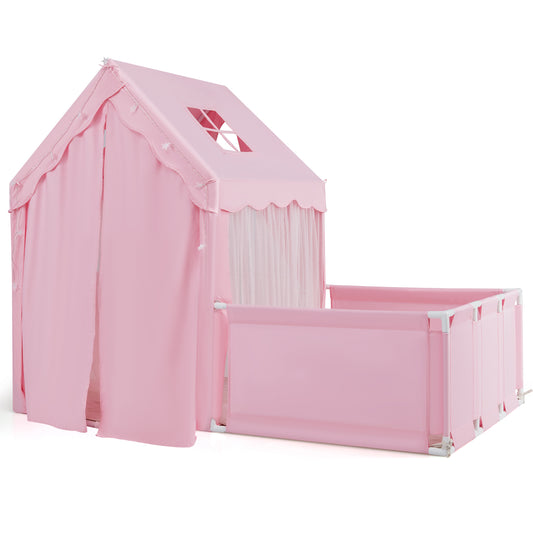 Kids Play Tent With Playpen, 2-in-1 Toddler Playhouse, Pink Play Tents & Playhouse Pink at Gallery Canada