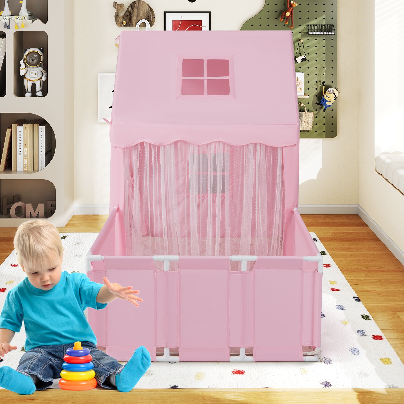 Kids Play Tent With Playpen, 2-in-1 Toddler Playhouse, Pink Play Tents & Playhouse at Gallery Canada