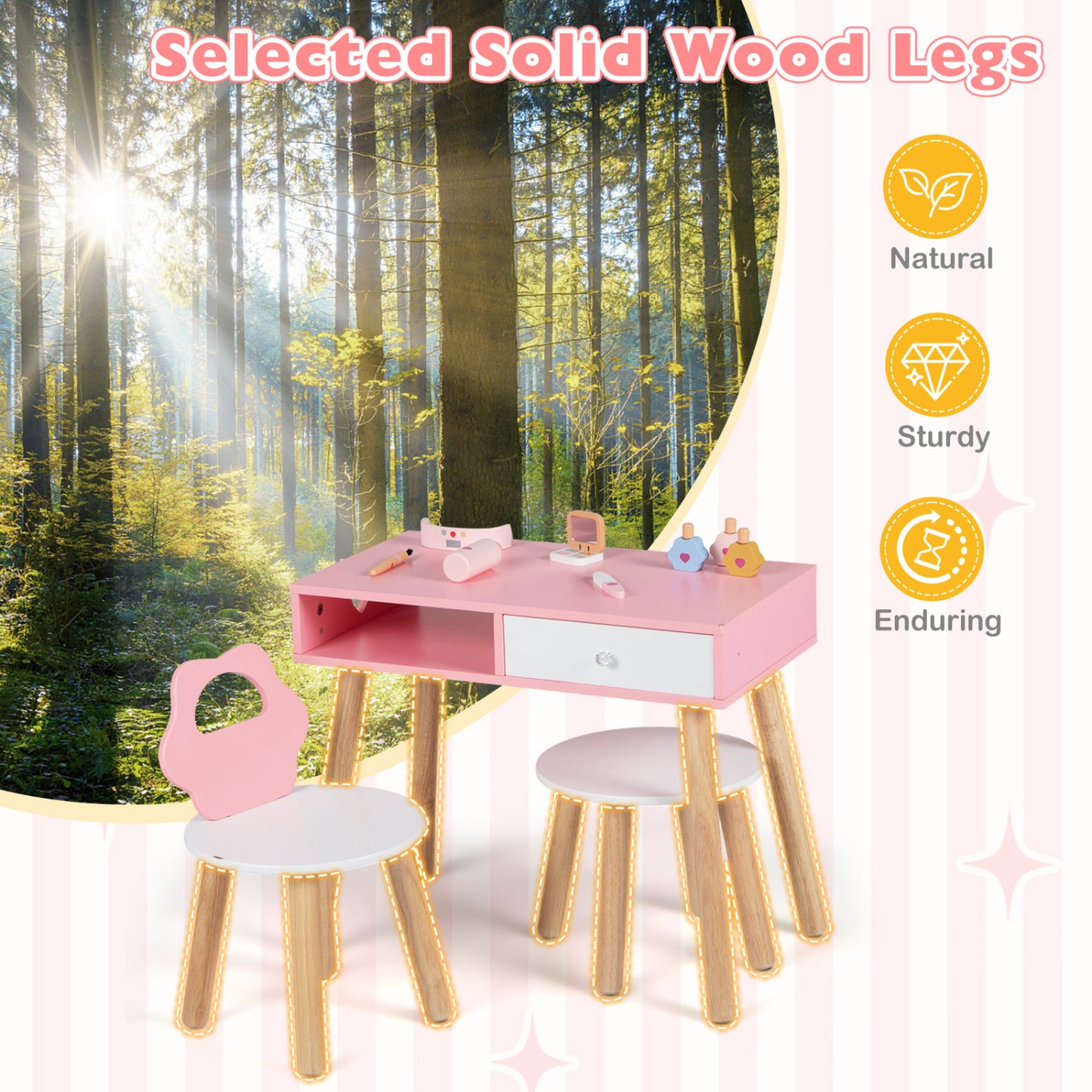 Kids Pretend Nail Salon Playset With Chair, Stool, Makeup Kit, Pink Kids Vanities at Gallery Canada