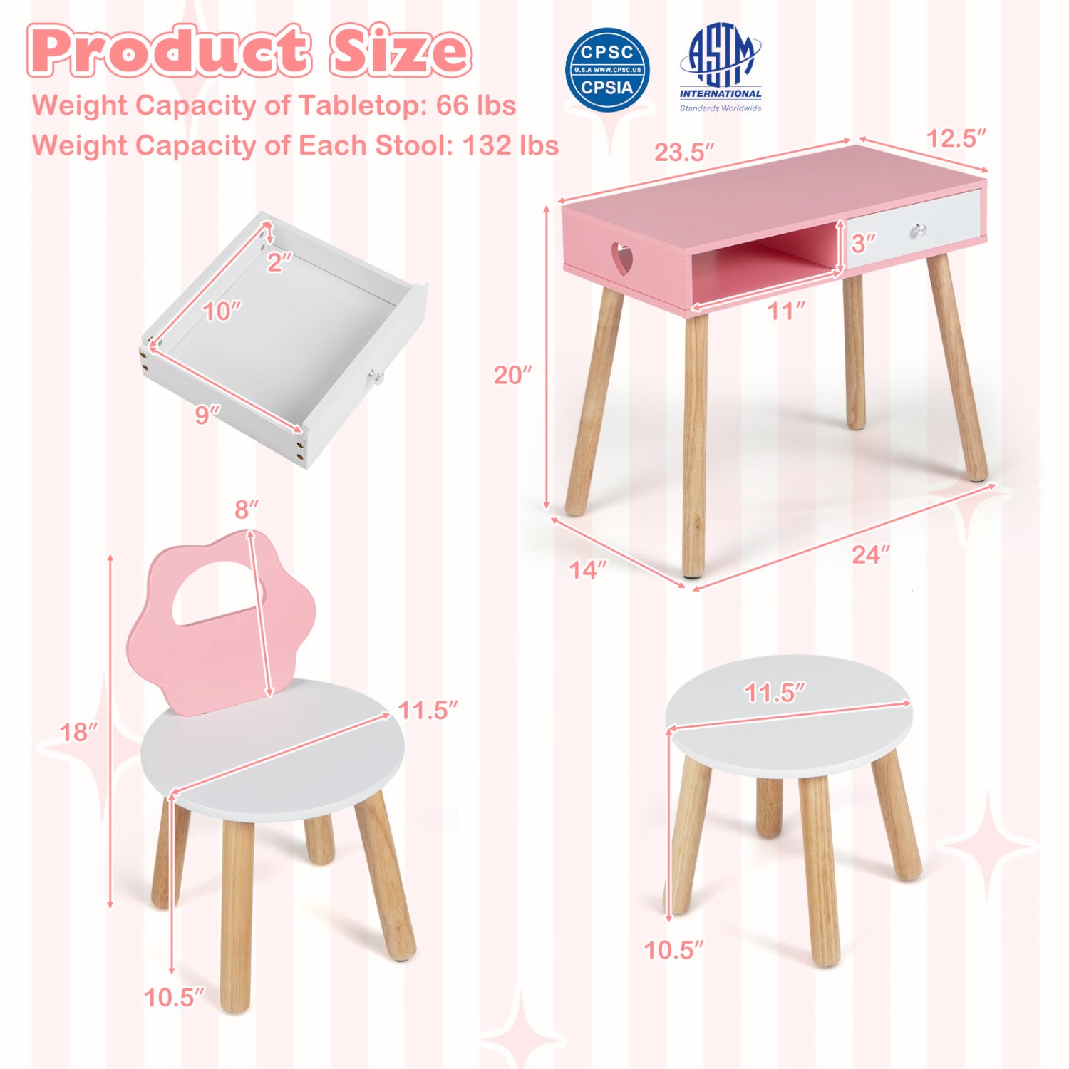 Kids Pretend Nail Salon Playset With Chair, Stool, Makeup Kit, Pink Kids Vanities at Gallery Canada