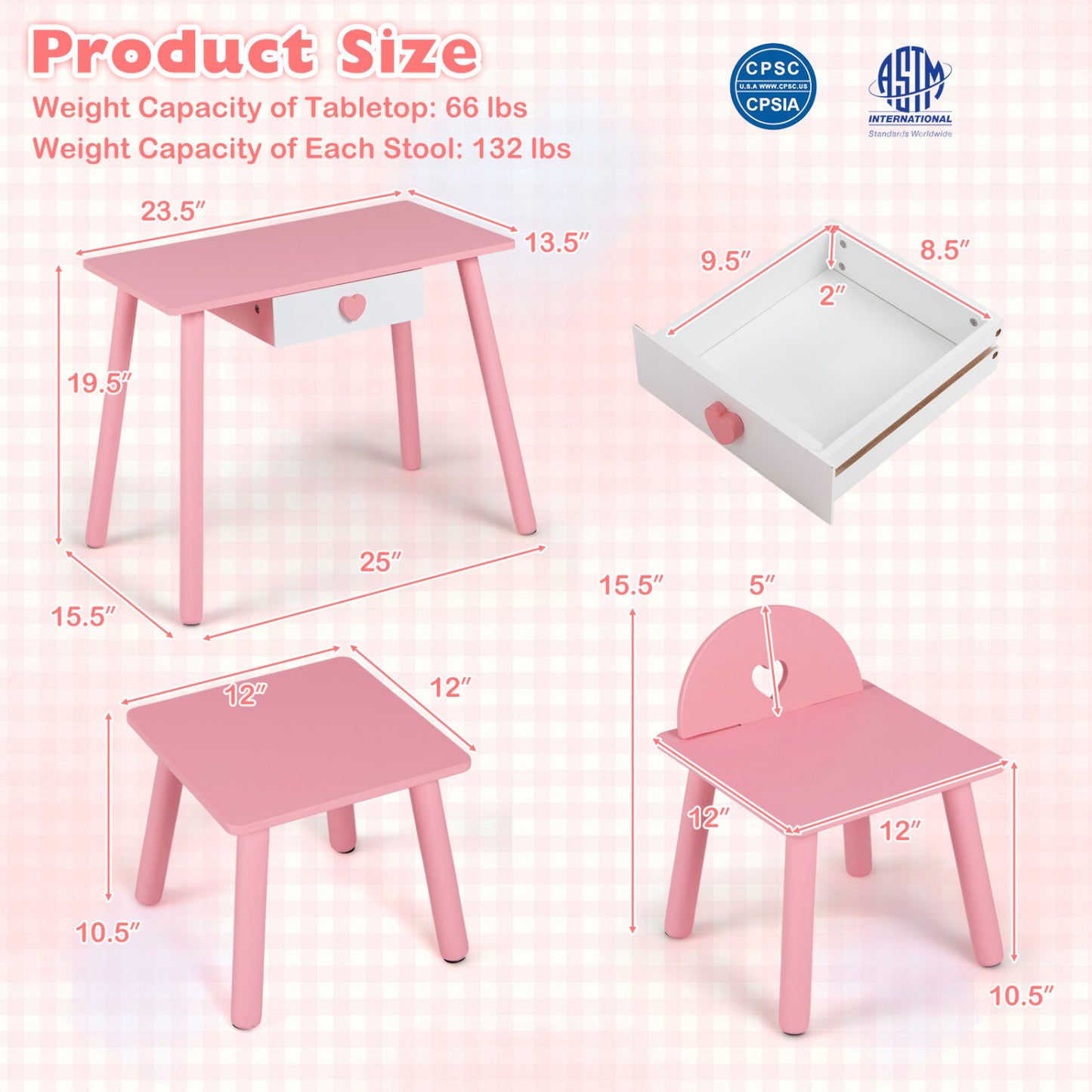 Kids Pretend Nail Salon Playset, Wooden Makeup, Pink