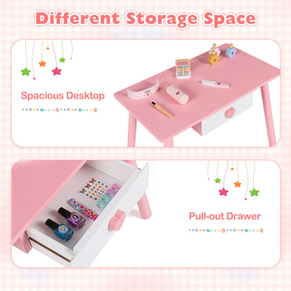 Kids Pretend Nail Salon Playset, Wooden Makeup, Pink