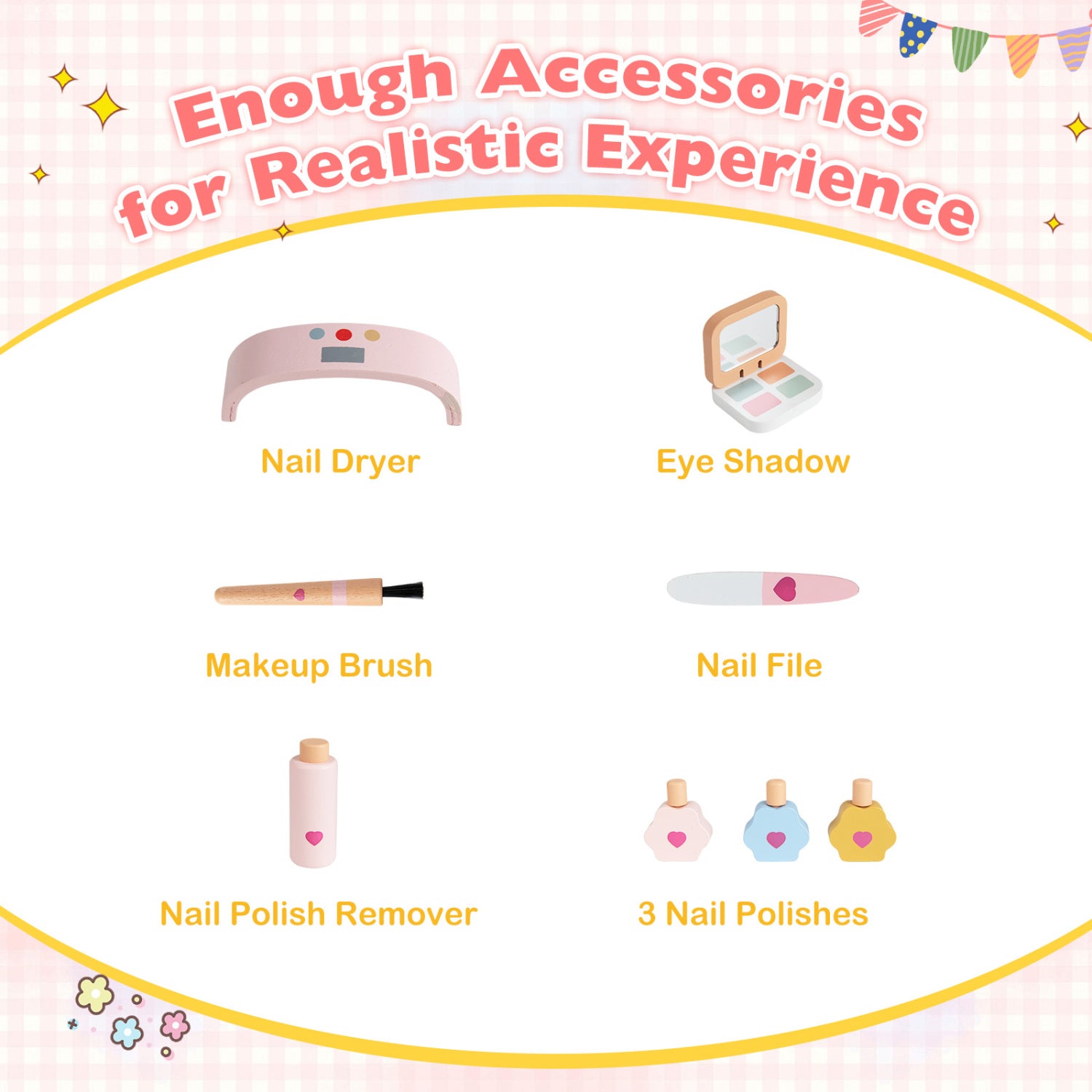 Kids Pretend Nail Salon Playset, Wooden Makeup, Pink Play Kitchen Sets at Gallery Canada