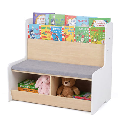 Kids Reading Nook With Bench Bookshelf, 2 Cubbies, White Kids Storage at Gallery Canada