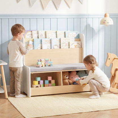 Kids Reading Nook With Bench Bookshelf, 2 Cubbies, White Kids Storage at Gallery Canada