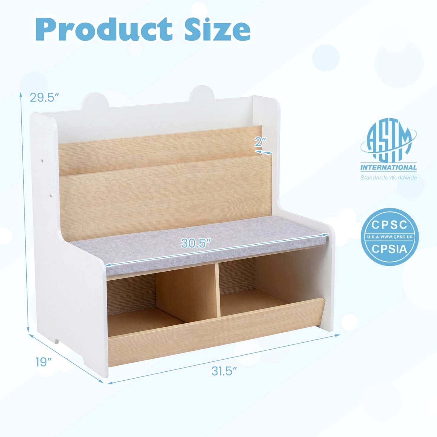 Kids Reading Nook With Bench Bookshelf, 2 Cubbies, White Kids Storage at Gallery Canada