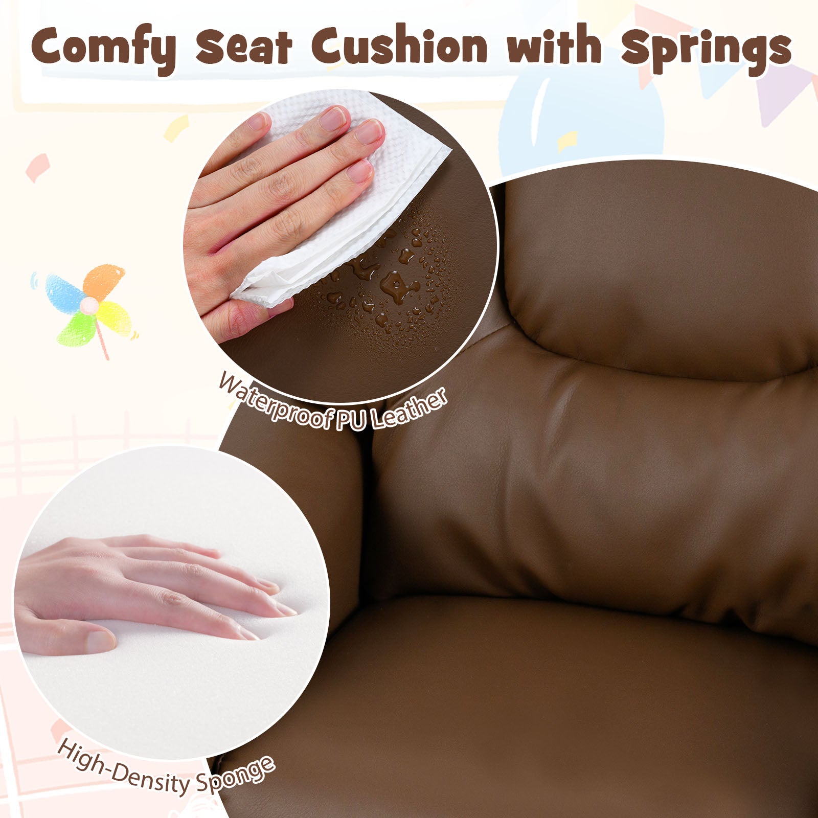 Kids Recliner Chair Push Back Toddler Reclining Armchair with Cup Holder, Brown Kids Chairs & Seating at Gallery Canada