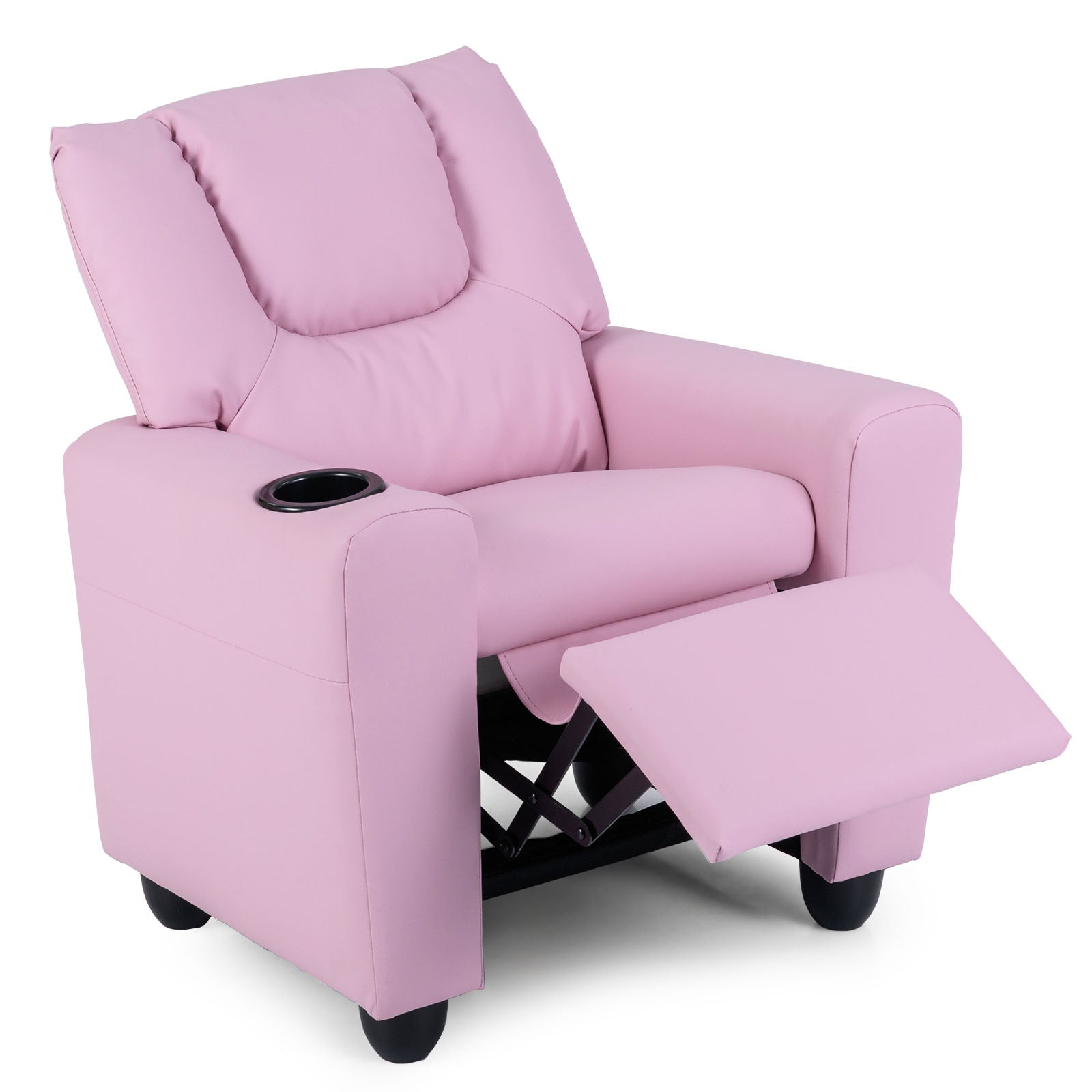 Kids Recliner Chair Push Back Toddler Reclining Armchair with Cup Holder, Pink Kids Chairs & Seating at Gallery Canada