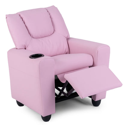 Kids Recliner Chair Push Back Toddler Reclining Armchair with Cup Holder, Pink Kids Chairs & Seating at Gallery Canada