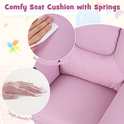 Kids Recliner Chair Push Back Toddler Reclining Armchair with Cup Holder, Pink Kids Chairs & Seating at Gallery Canada