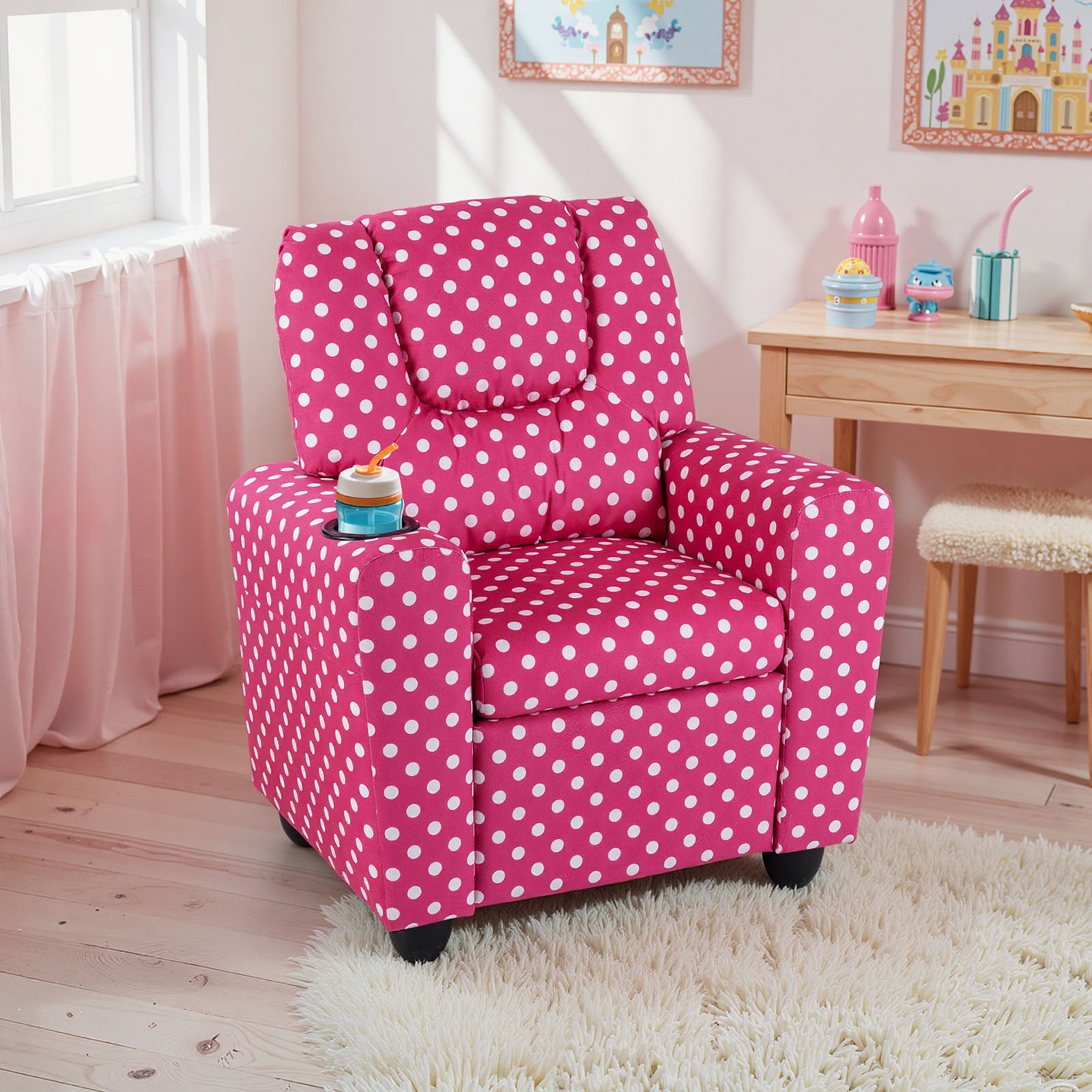 Kids Recliner Chair Push Back Toddler Reclining Armchair with Cup Holder, Red Kids Chairs & Seating at Gallery Canada