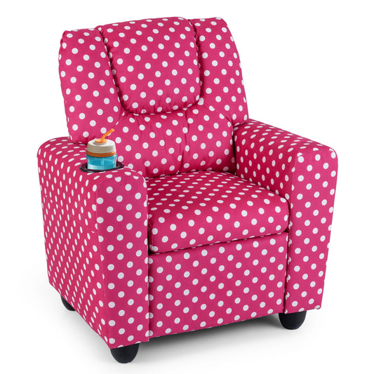 Kids Recliner Chair Push Back Toddler Reclining Armchair with Cup Holder, Red Kids Chairs & Seating Red at Gallery Canada