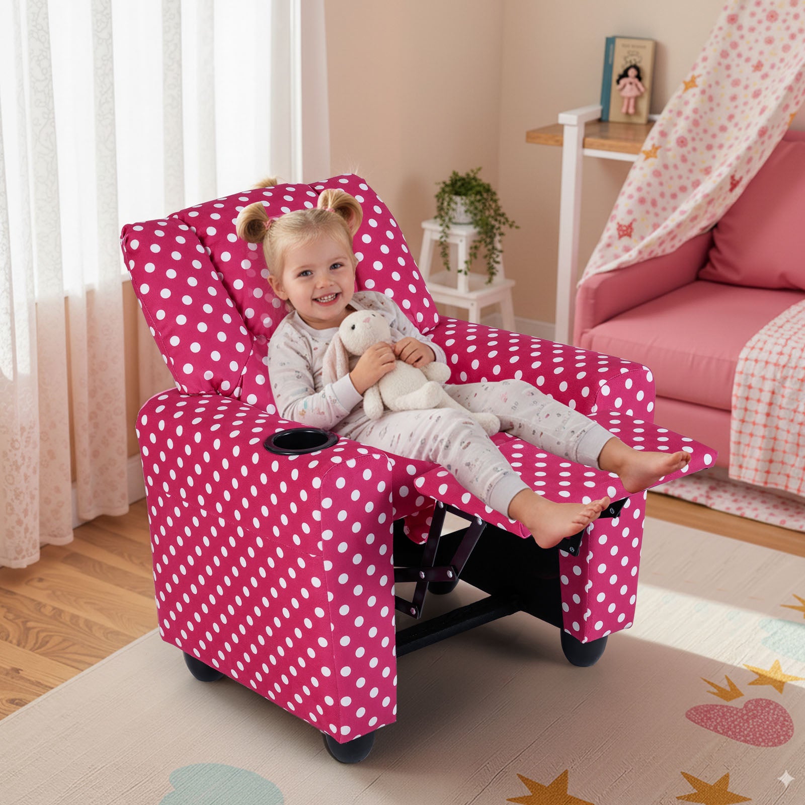 Kids Recliner Chair Push Back Toddler Reclining Armchair with Cup Holder, Red Kids Chairs & Seating at Gallery Canada
