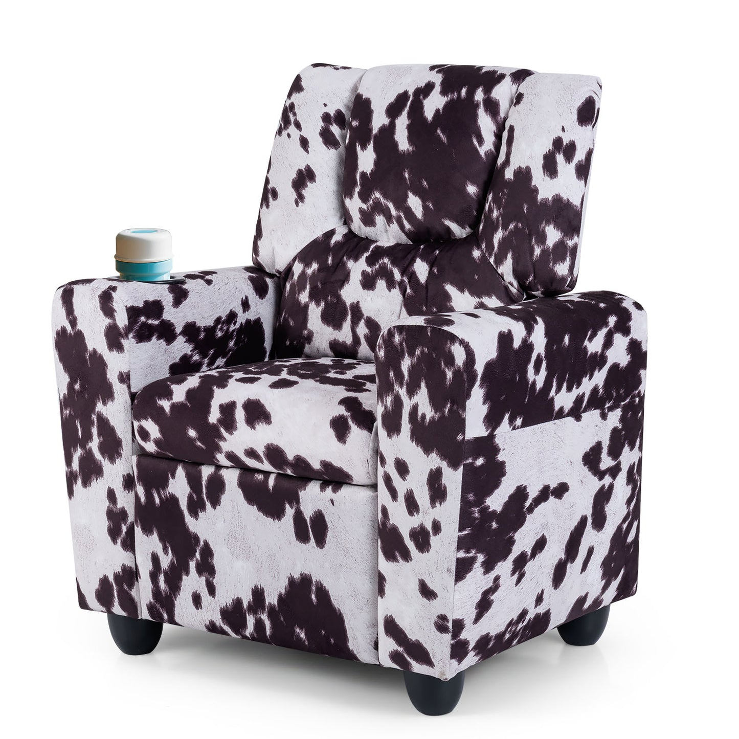 Kids Recliner Chair Push Back Toddler Reclining Armchair with Cup Holder, Black & White Kids Chairs & Seating at Gallery Canada