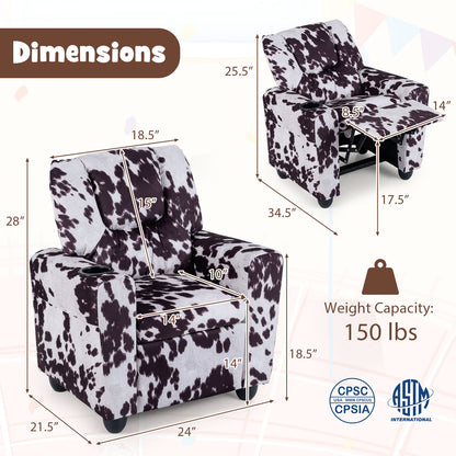 Kids Recliner Chair Push Back Toddler Reclining Armchair with Cup Holder, Black & White Kids Chairs & Seating at Gallery Canada