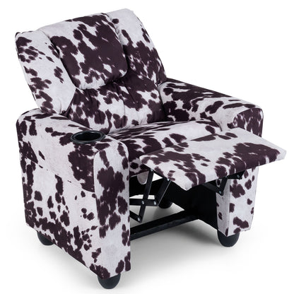 Kids Recliner Chair Push Back Toddler Reclining Armchair with Cup Holder, Black & White Kids Chairs & Seating at Gallery Canada