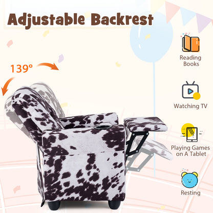 Kids Recliner Chair Push Back Toddler Reclining Armchair with Cup Holder, Black & White Kids Chairs & Seating at Gallery Canada