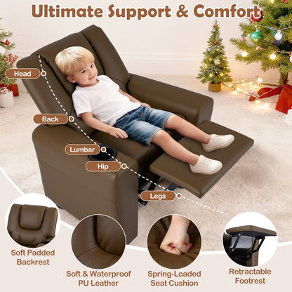 Kids Recliner Chair, Push Back Toddler Armchair With Cup Holder, Brown Kids Chairs & Seating at Gallery Canada