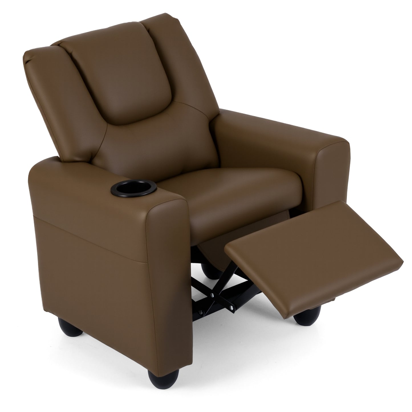 Kids Recliner Chair, Push Back Toddler Armchair With Cup Holder, Brown Kids Chairs & Seating at Gallery Canada