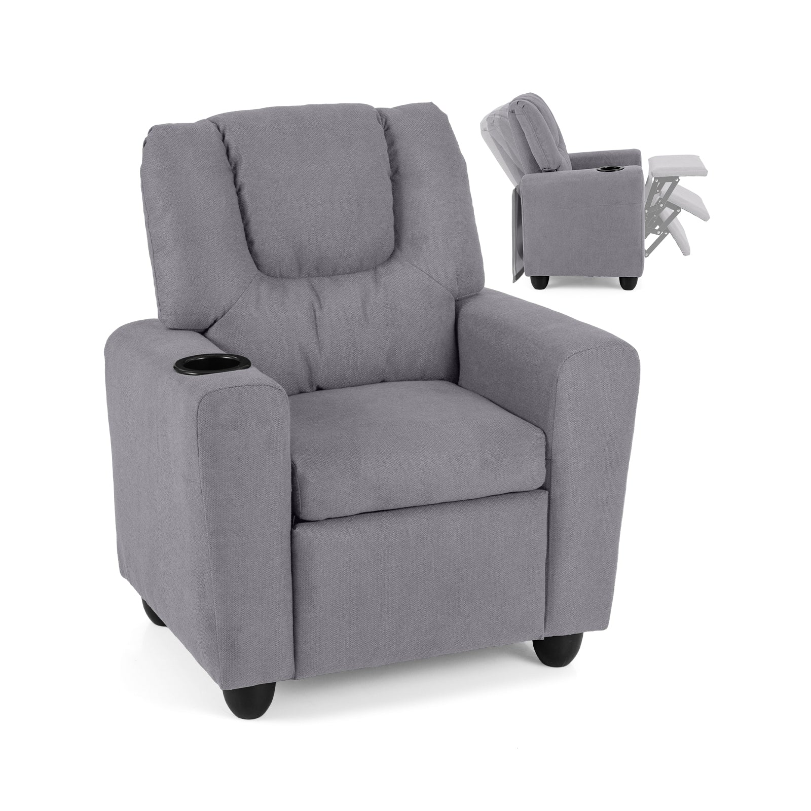 Kids Recliner Chair, Push Back, Toddler Armchair, Gray Kids Chairs & Seating at Gallery Canada