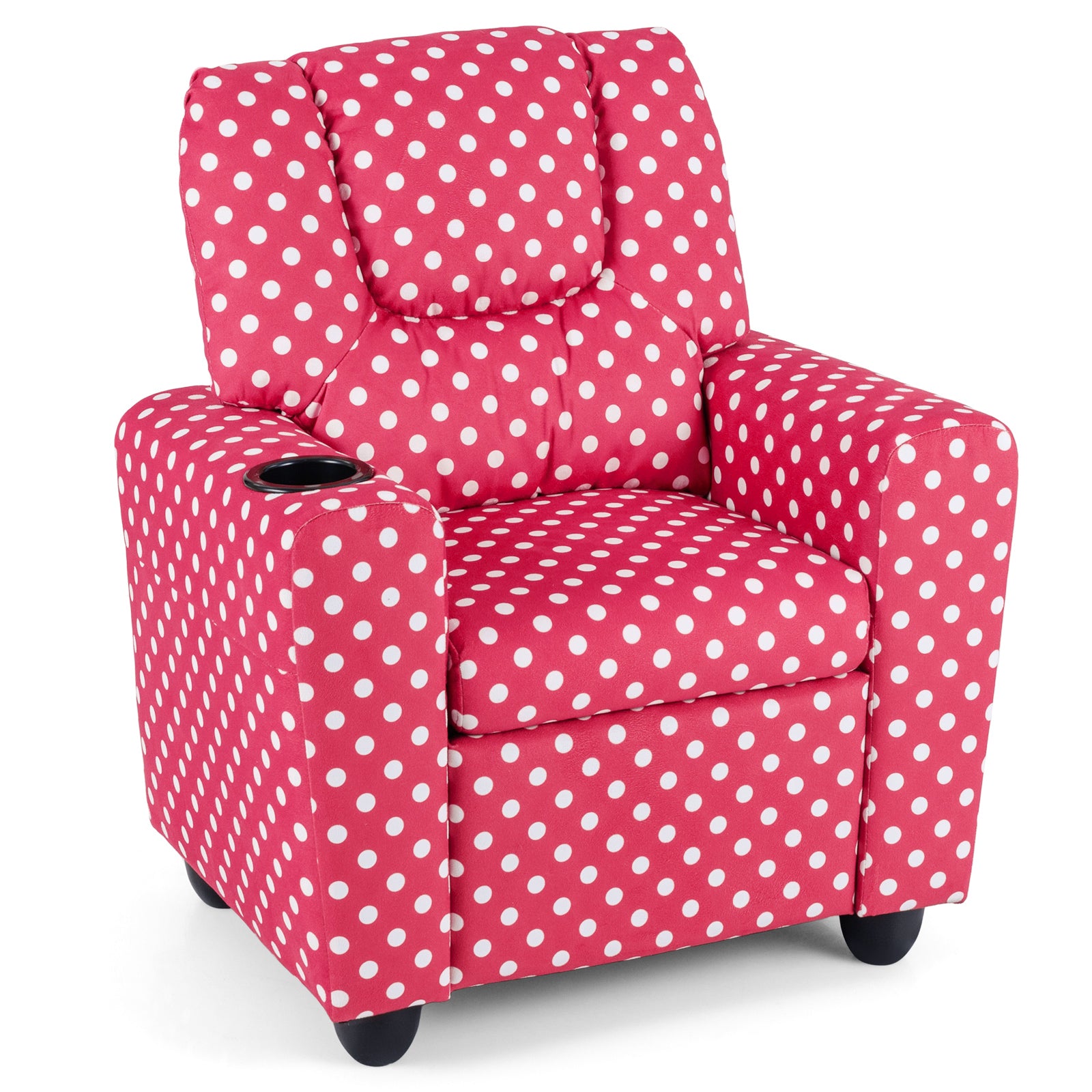 Kids Recliner Chair, Push Back Toddler Armchair With Cup Holder, Red Kids Chairs & Seating Red at Gallery Canada