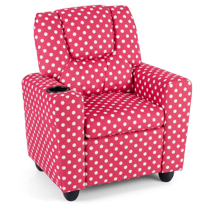 Kids Recliner Chair, Push Back Toddler Armchair With Cup Holder, Red Kids Chairs & Seating Red at Gallery Canada