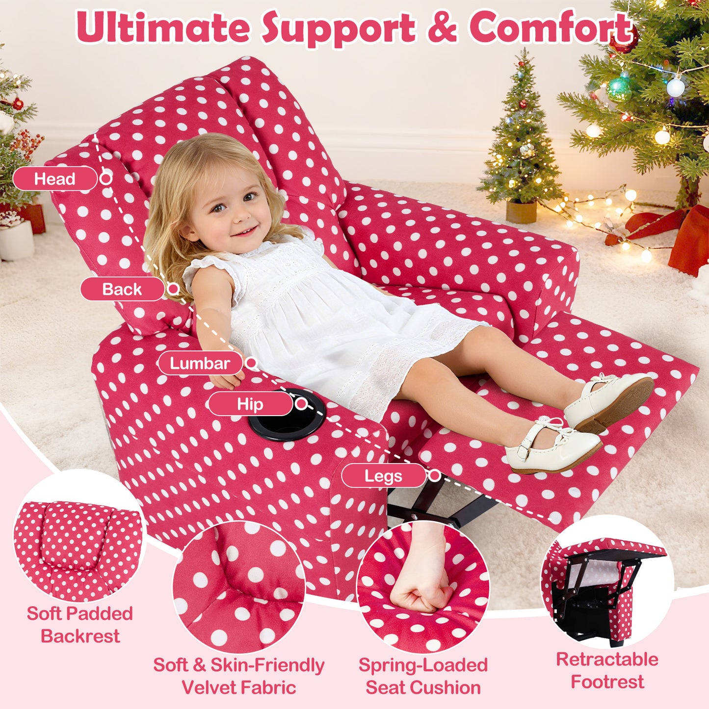 Kids Recliner Chair, Push Back Toddler Armchair With Cup Holder, Red Kids Chairs & Seating at Gallery Canada