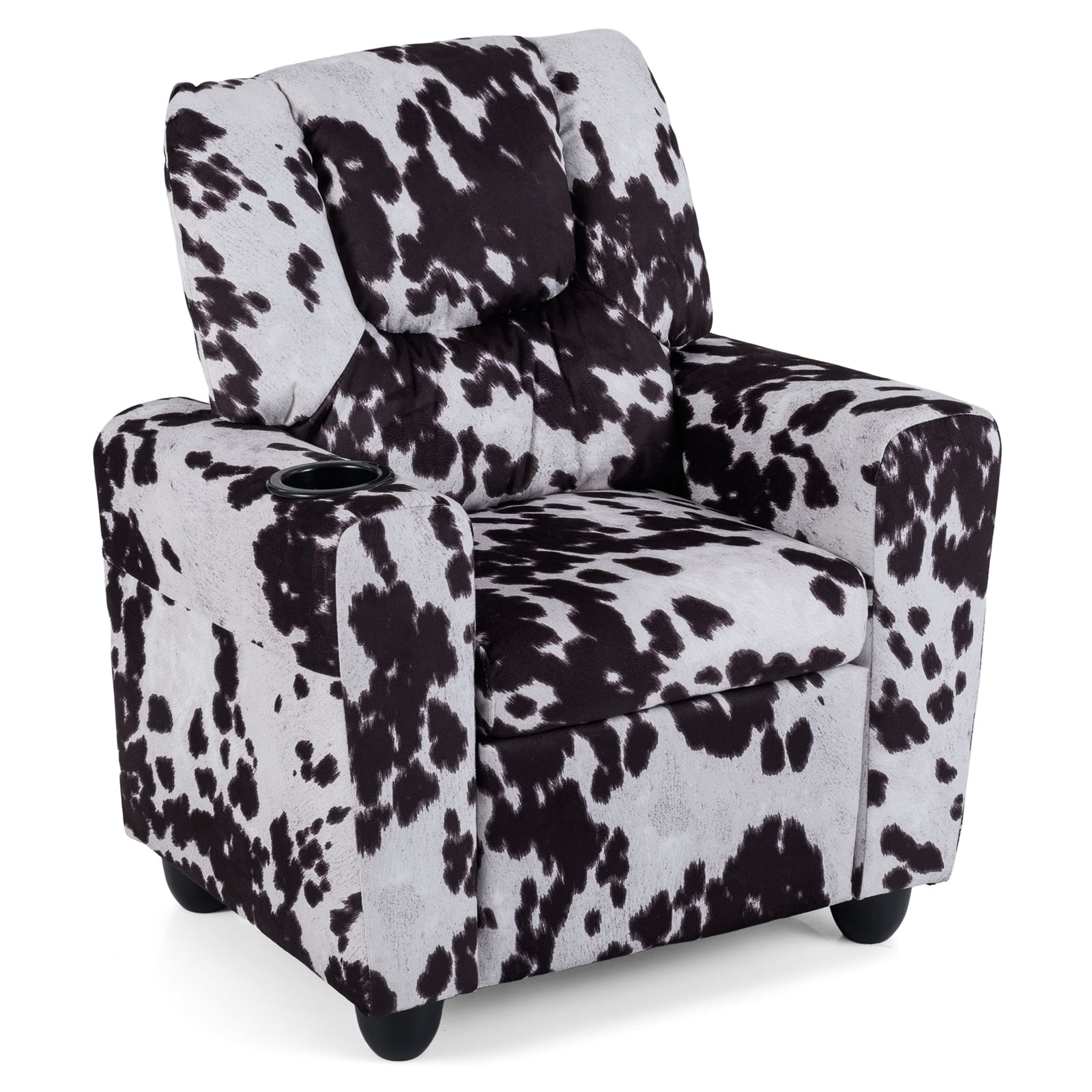 Kids Recliner Chair, Push Back Toddler Armchair With Cup Holder, White, Black Kids Chairs & Seating at Gallery Canada