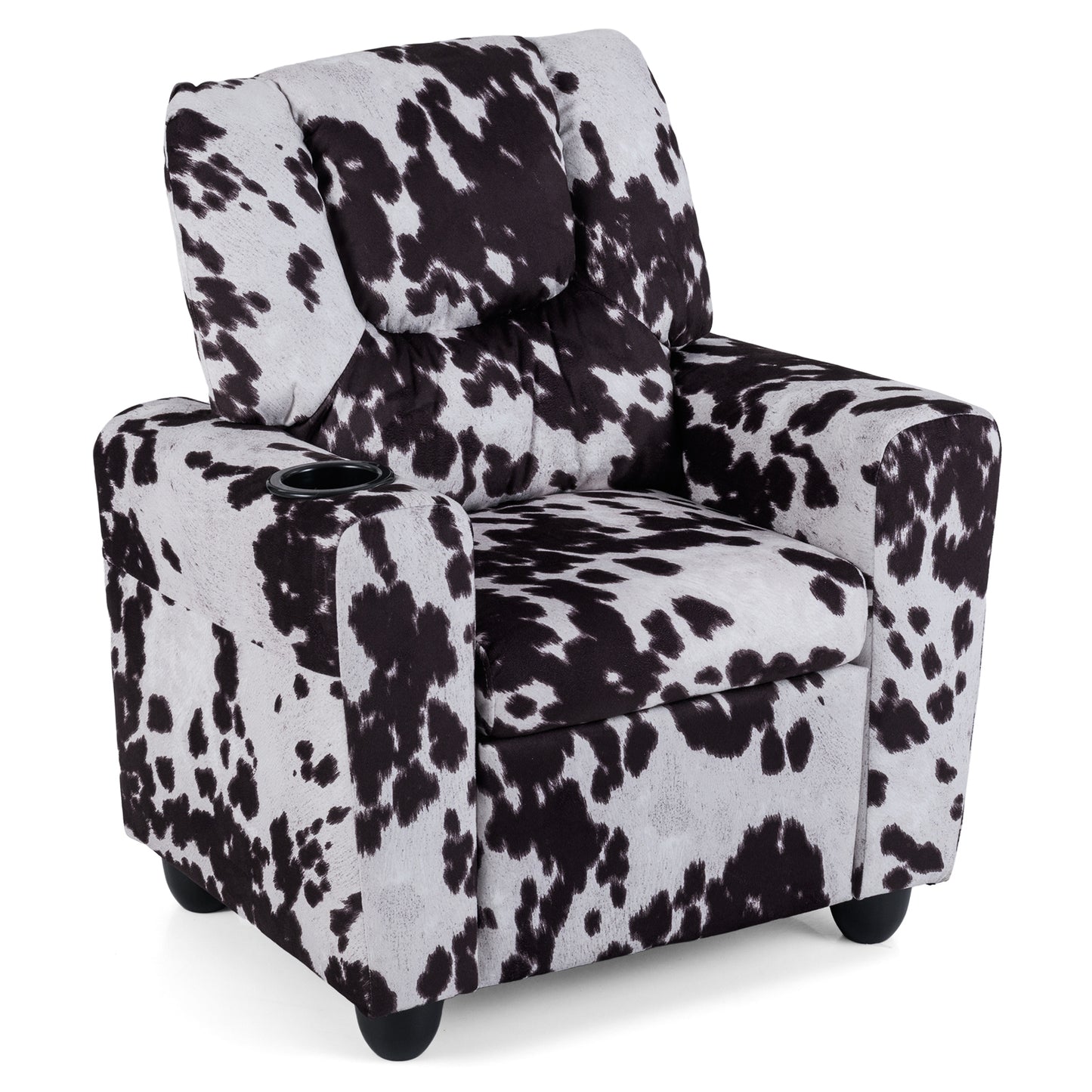 Kids Recliner Chair, Push Back Toddler Armchair With Cup Holder, White, Black Kids Chairs & Seating at Gallery Canada