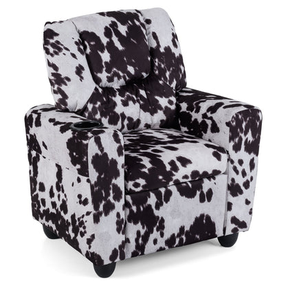 Kids Recliner Chair, Push Back Toddler Armchair With Cup Holder, White, Black Kids Chairs & Seating Black & White at Gallery Canada