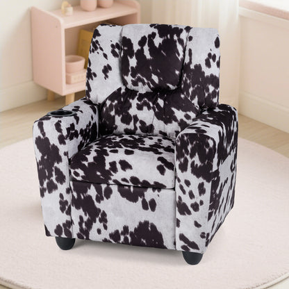 Kids Recliner Chair, Push Back Toddler Armchair With Cup Holder, White, Black Kids Chairs & Seating at Gallery Canada