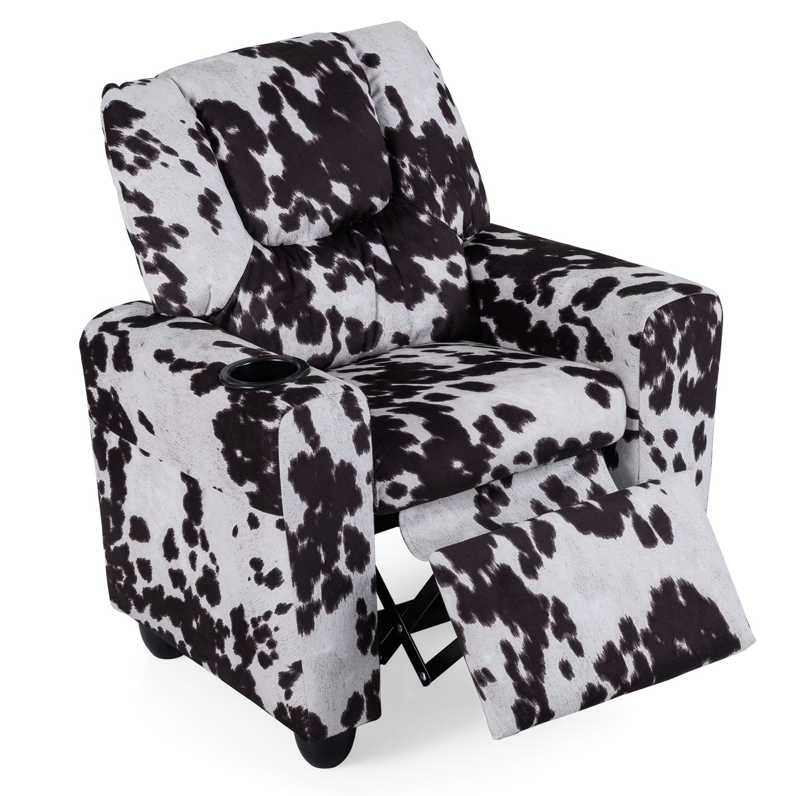 Kids Recliner Chair, Push Back Toddler Armchair With Cup Holder, White, Black Kids Chairs & Seating at Gallery Canada