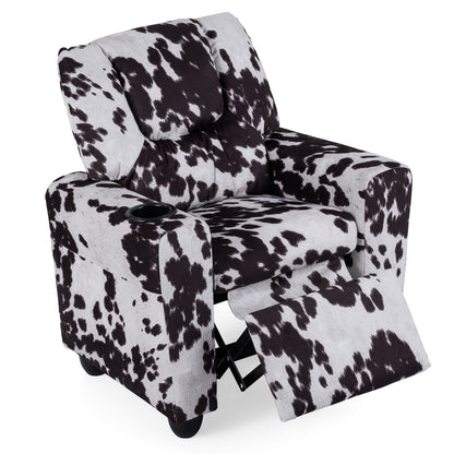 Kids Recliner Chair, Push Back Toddler Armchair With Cup Holder, White, Black Kids Chairs & Seating at Gallery Canada