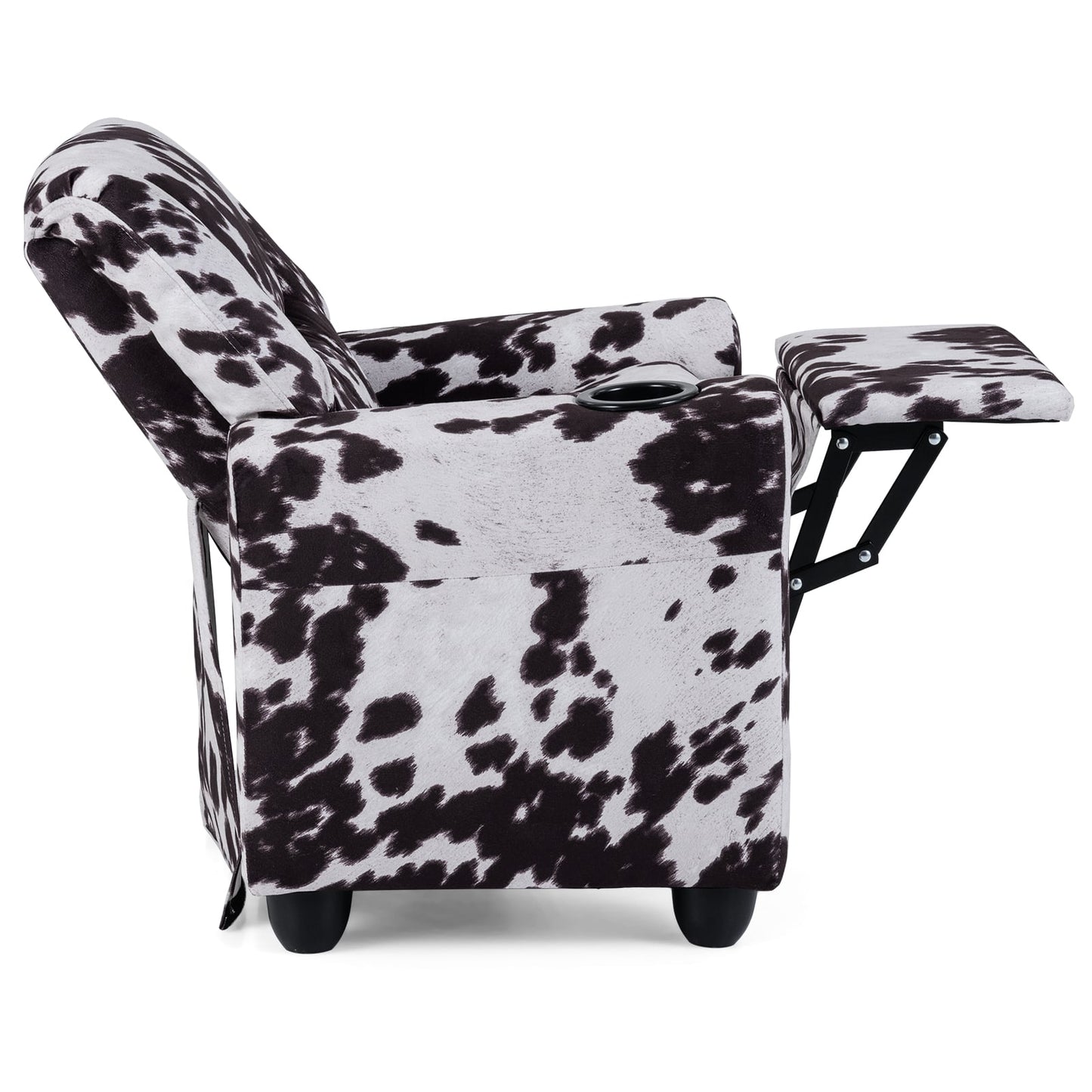 Kids Recliner Chair, Push Back Toddler Armchair With Cup Holder, White, Black Kids Chairs & Seating at Gallery Canada