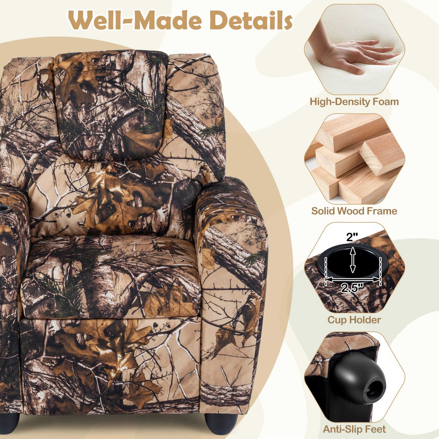 Kids Recliner Chair, With Cup Holder, Camouflage Kids Chairs & Seating at Gallery Canada
