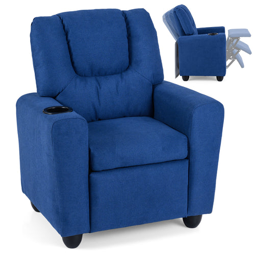 Kids Recliner Chair, Push Back, Blue