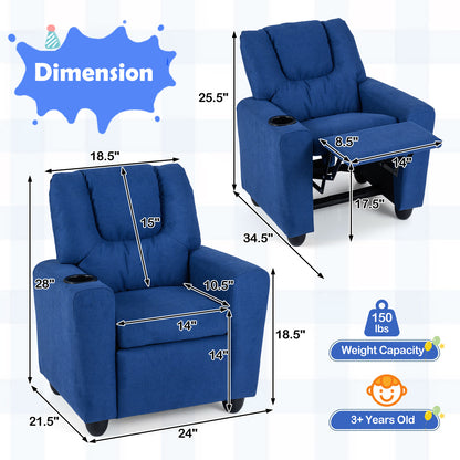 Kids Recliner Chair, Push Back, Blue Kids Chairs & Seating at Gallery Canada