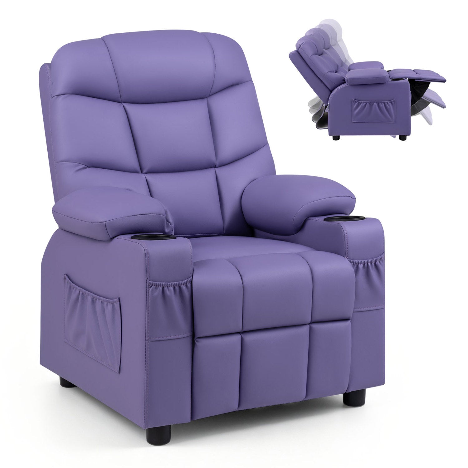 Kids Recliner Chair, Cup Holder, Footrest, Purple Kids Chairs & Seating Purple at Gallery Canada